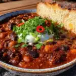 crockpot three bean chili - featured image