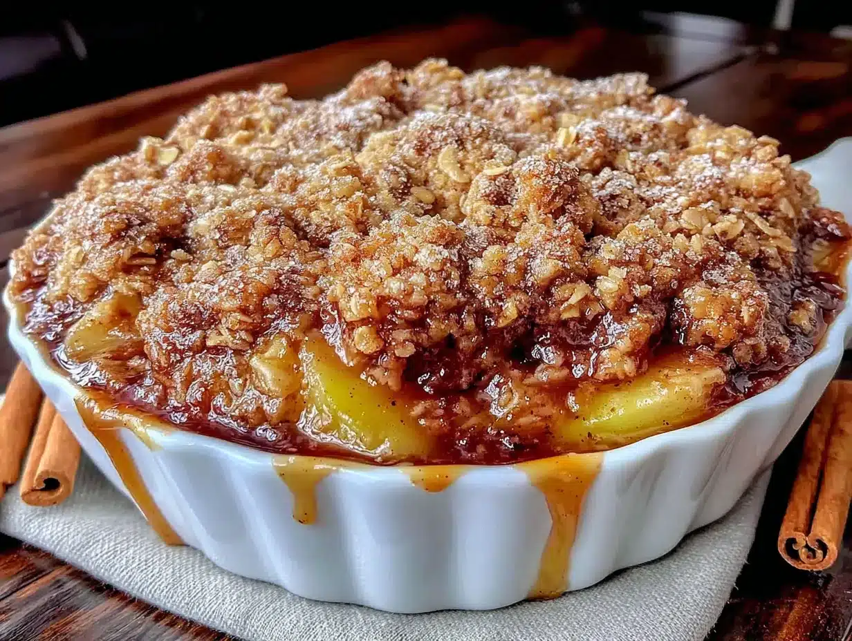 easy apple crisp with oat crumble topping preparation steps