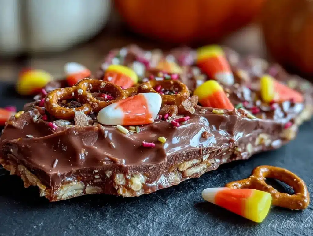 easy chocolate candy corn bark - featured image