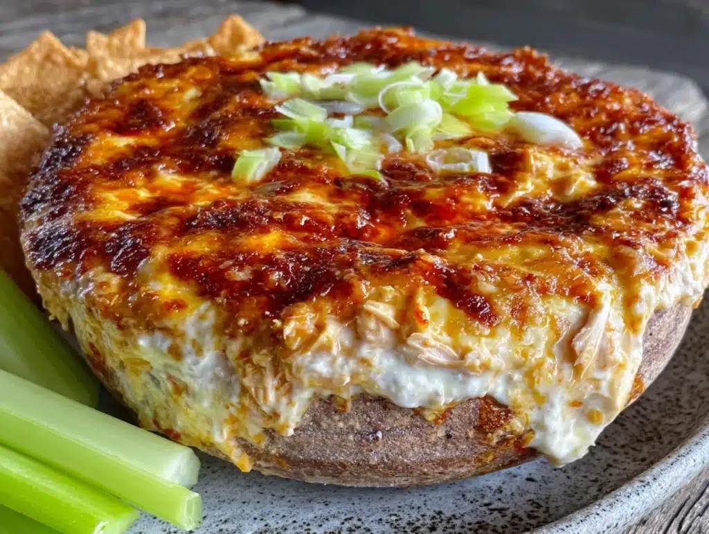 easy crockpot buffalo chicken dip - featured image