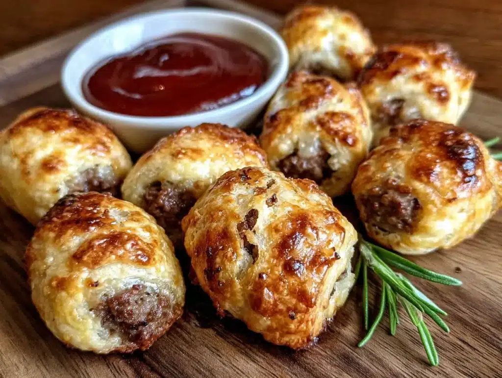 game day mini football sausage rolls - featured image