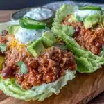 healthy turkey chili lettuce cups - featured image