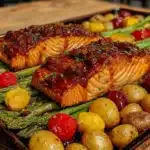honey garlic salmon sheet pan dinner - featured image