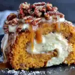 maple bourbon pecan pumpkin roll - featured image