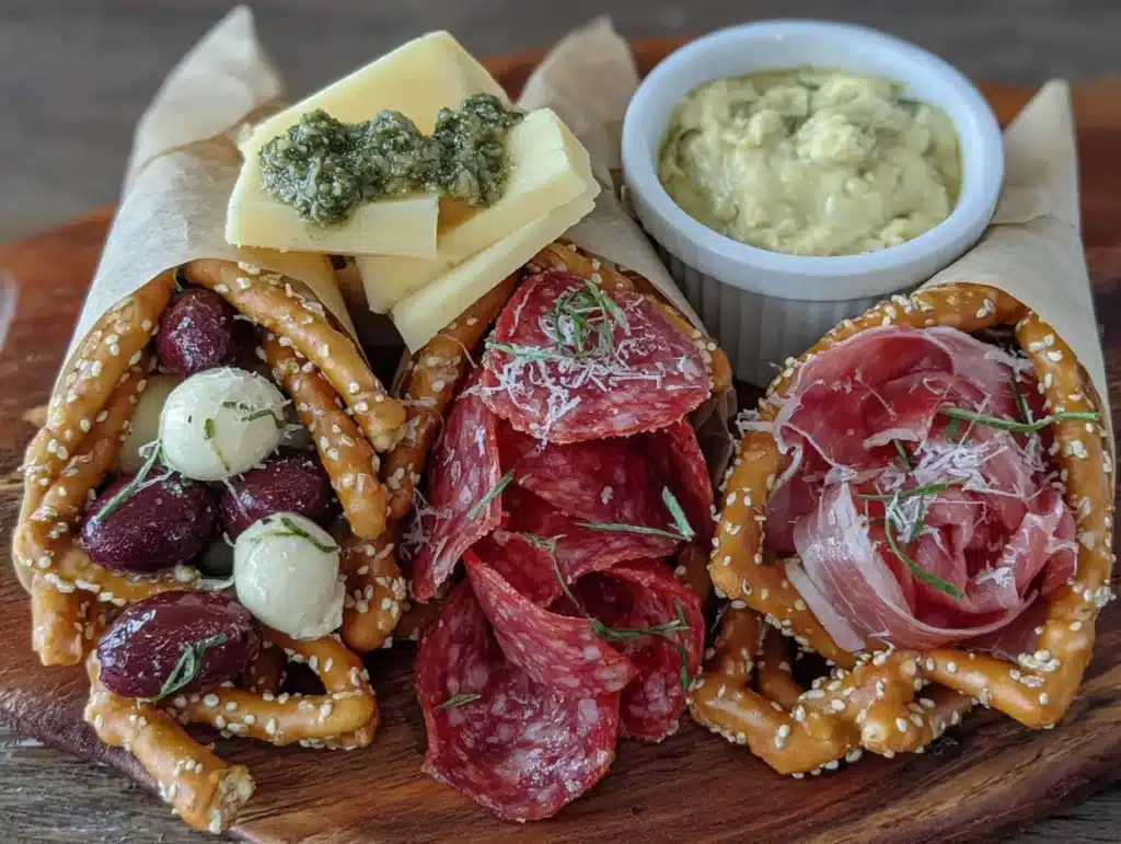 mini football charcuterie cones - featured image