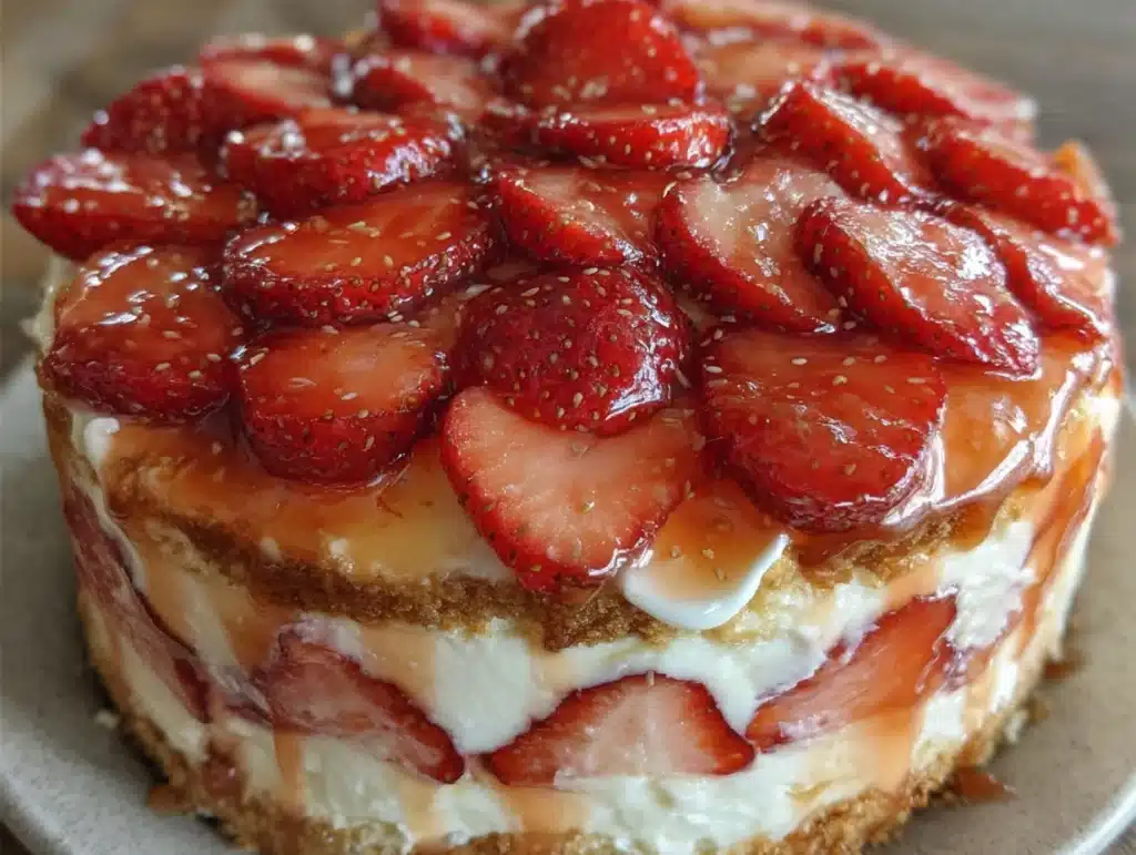 no-bake strawberry shortcake icebox cake - featured image