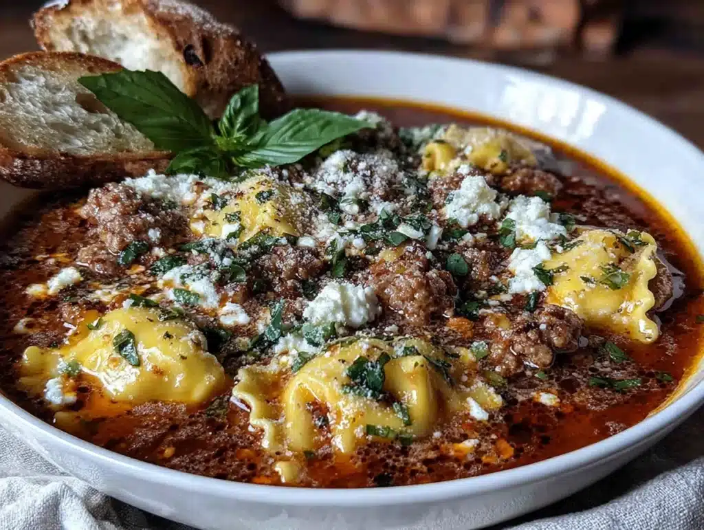 one-pot creamy lasagna soup with italian sausage - featured image