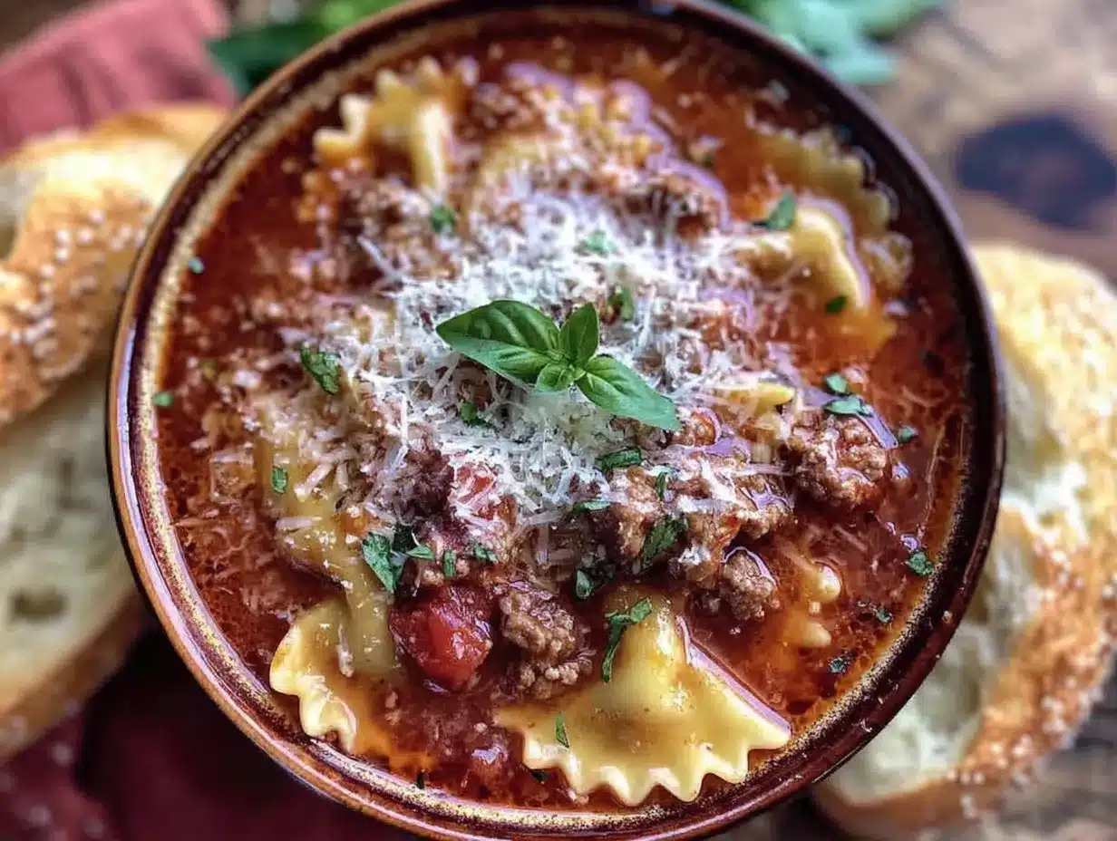 one-pot creamy lasagna soup with italian sausage preparation steps