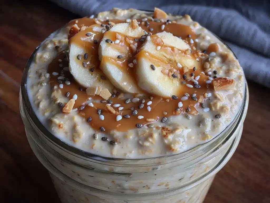 peanut butter banana overnight oats - featured image