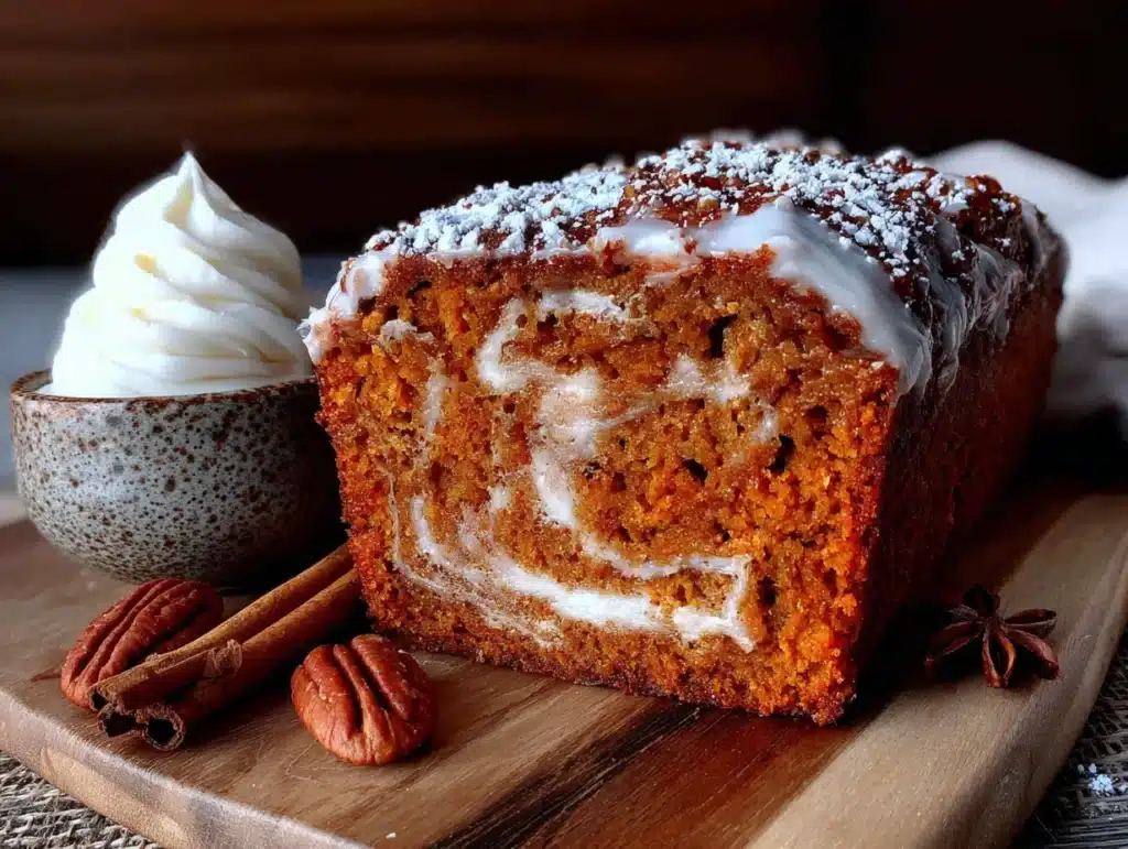 pumpkin banana bread with cream cheese swirl - featured image