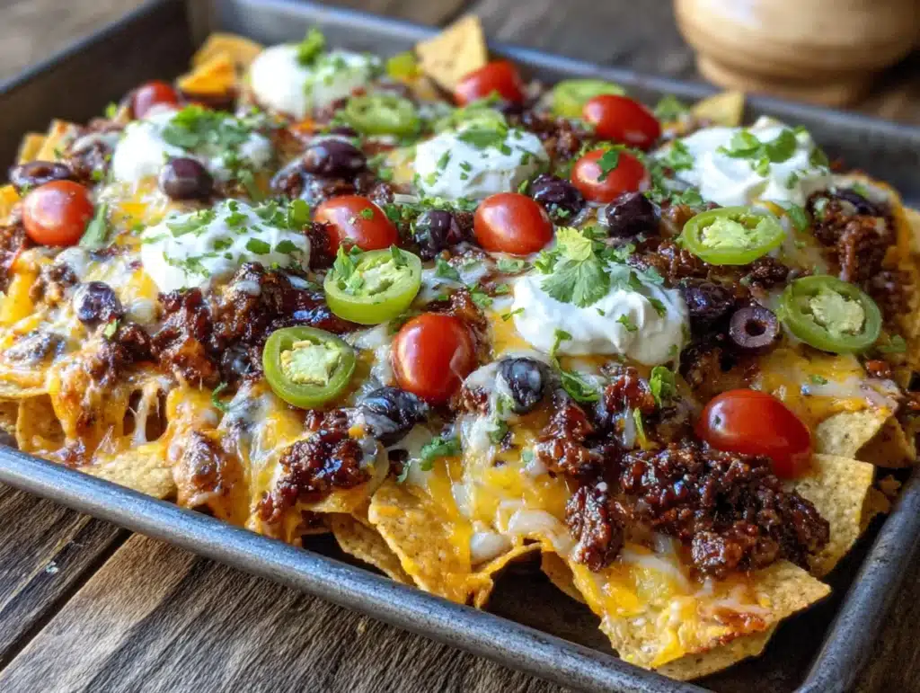 Sheet Pan Ground Beef Nacho Bake Best Easy Tailgate Recipe - featured image
