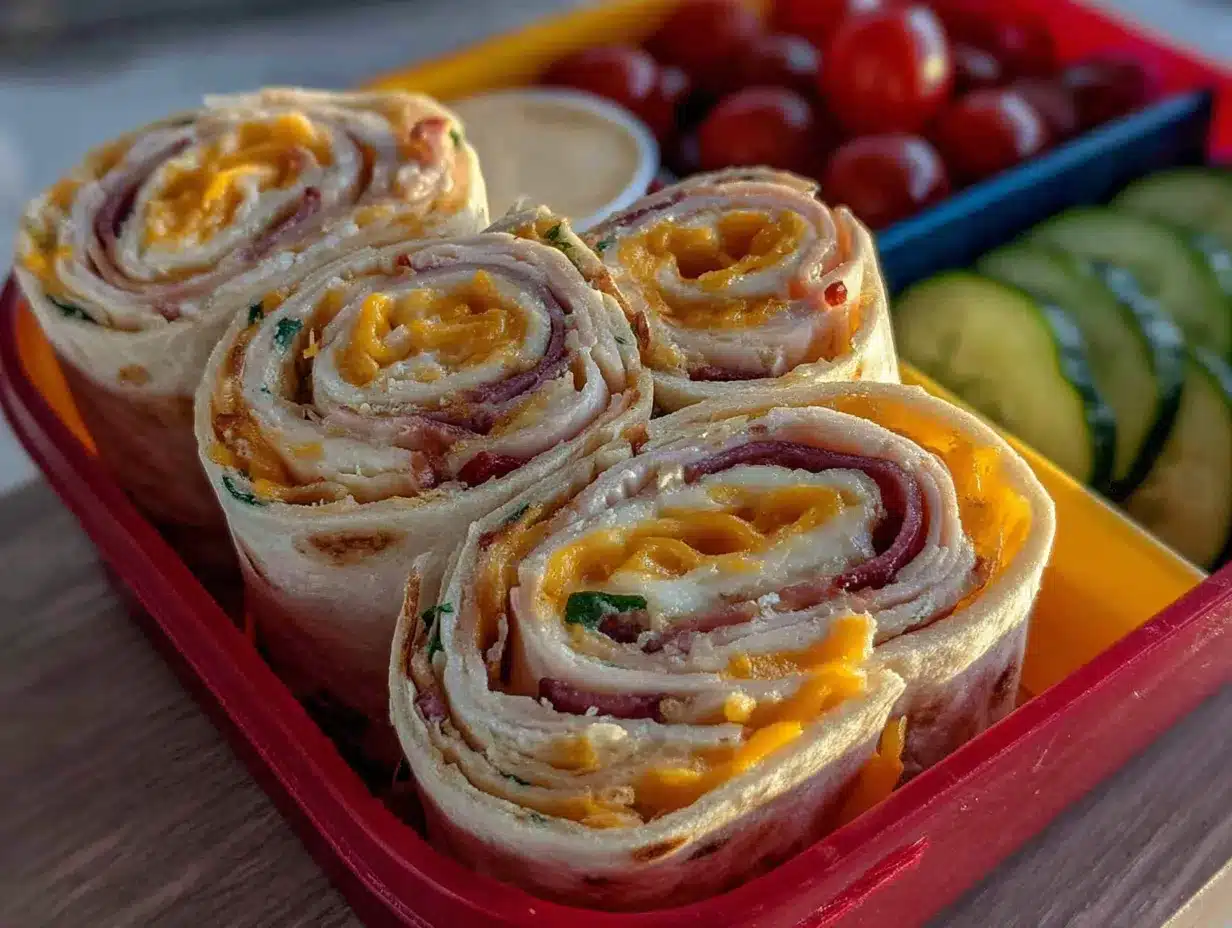 turkey and cheese lunch box roll-ups preparation steps
