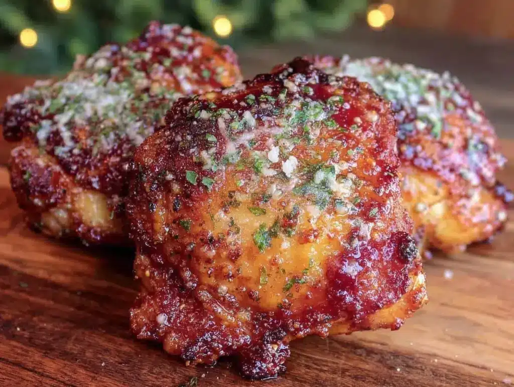 air fryer garlic parmesan chicken thighs - featured image