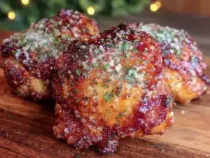 air fryer garlic parmesan chicken thighs - featured image