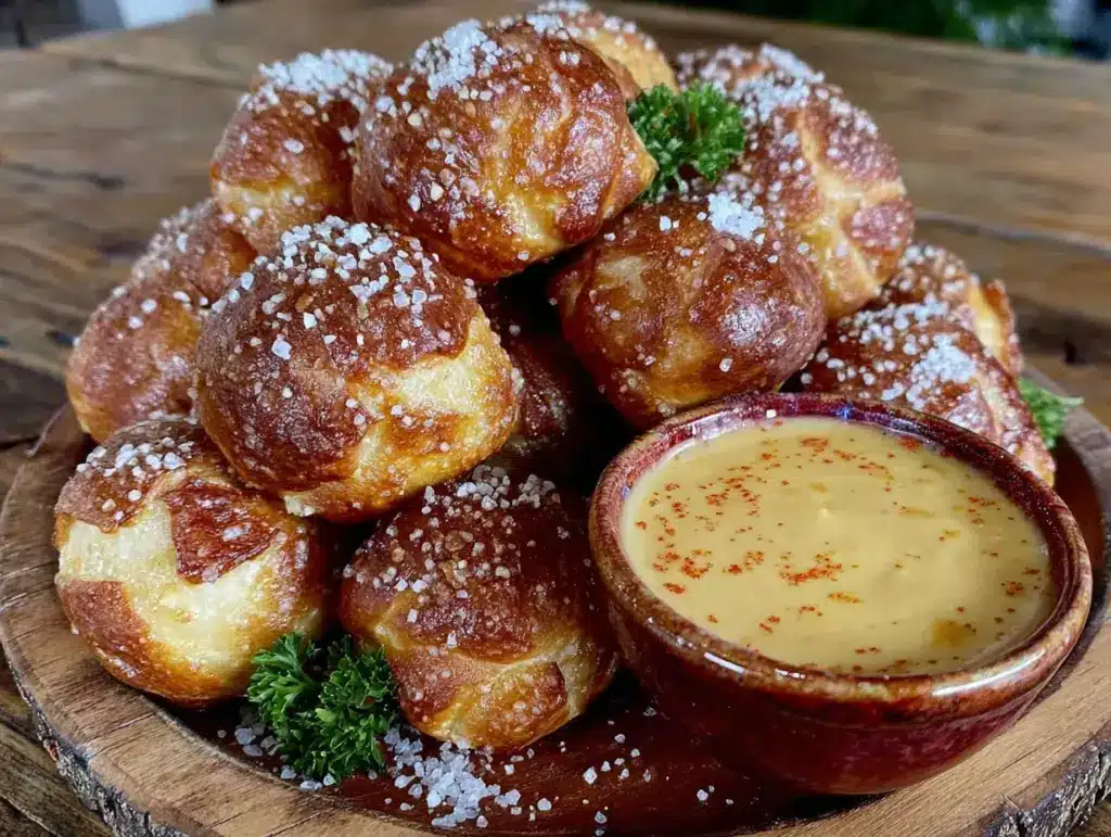 bavarian pretzel bites with beer cheese dip - featured image