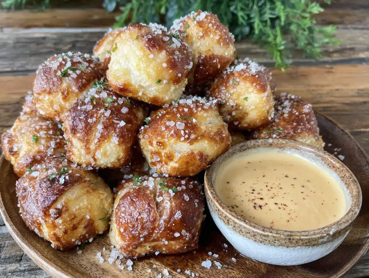 bavarian pretzel bites with beer cheese dip preparation steps
