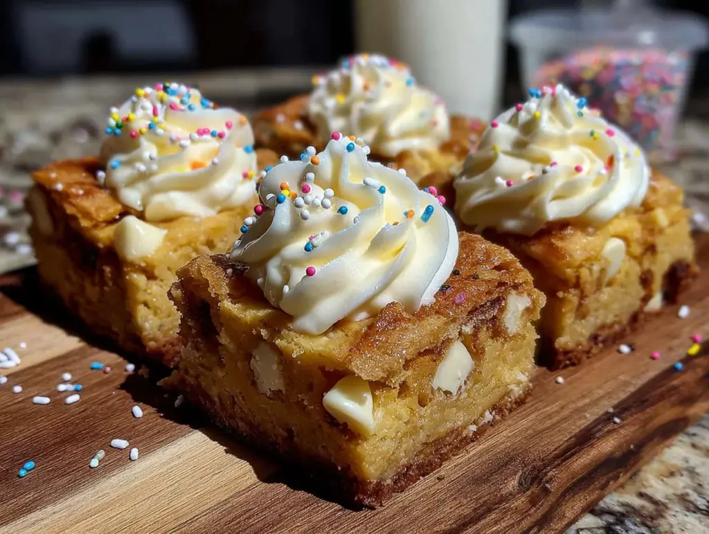 birthday cake blondies - featured image