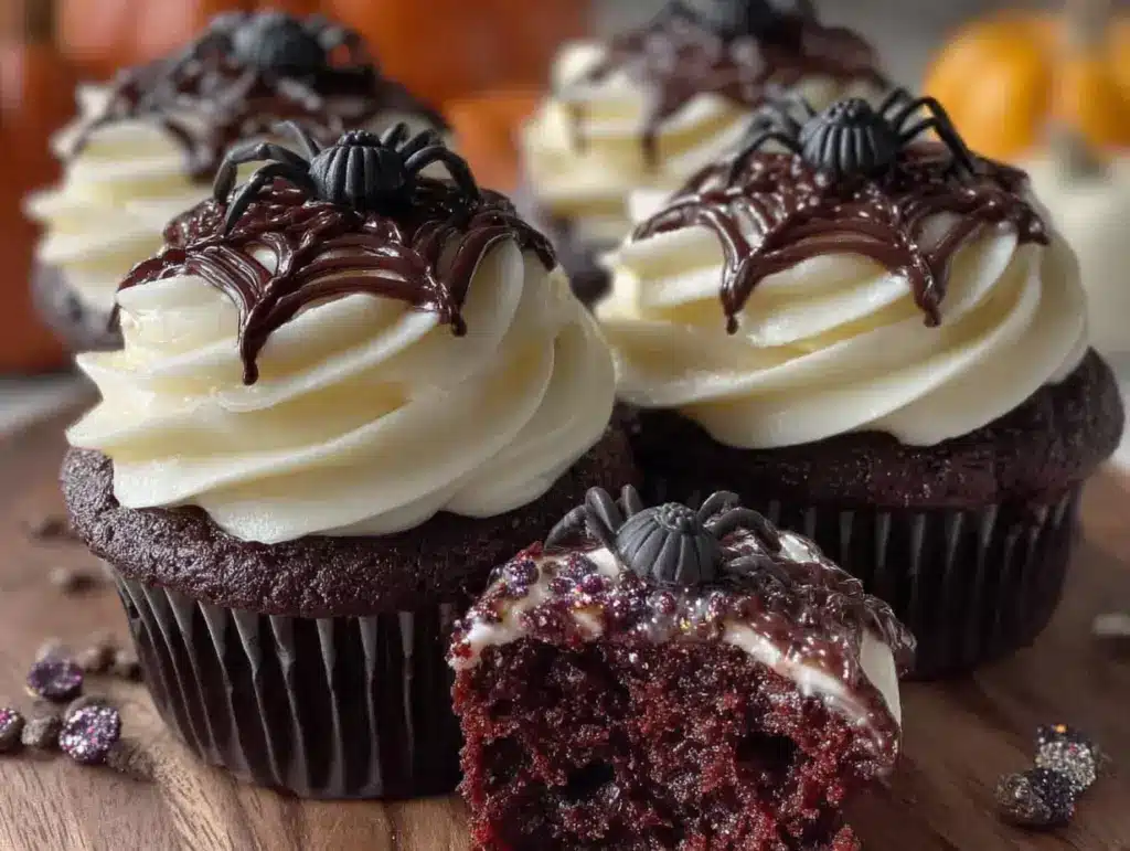 black velvet Halloween cupcakes - featured image