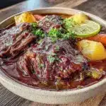budget-friendly slow cooker beef vegetable soup - featured image