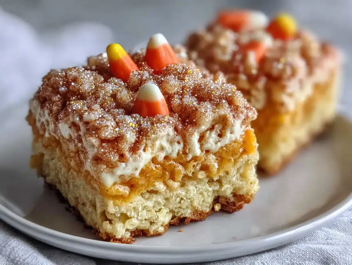 candy corn rice krispie treats preparation steps