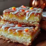 candy corn sugar cookie bars - featured image