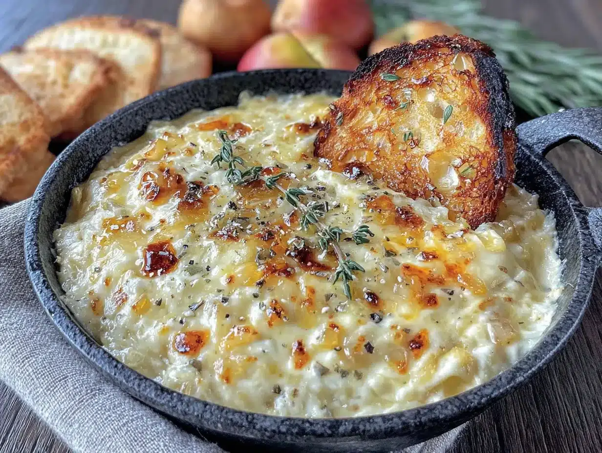 caramelized onion apple cheese dip preparation steps