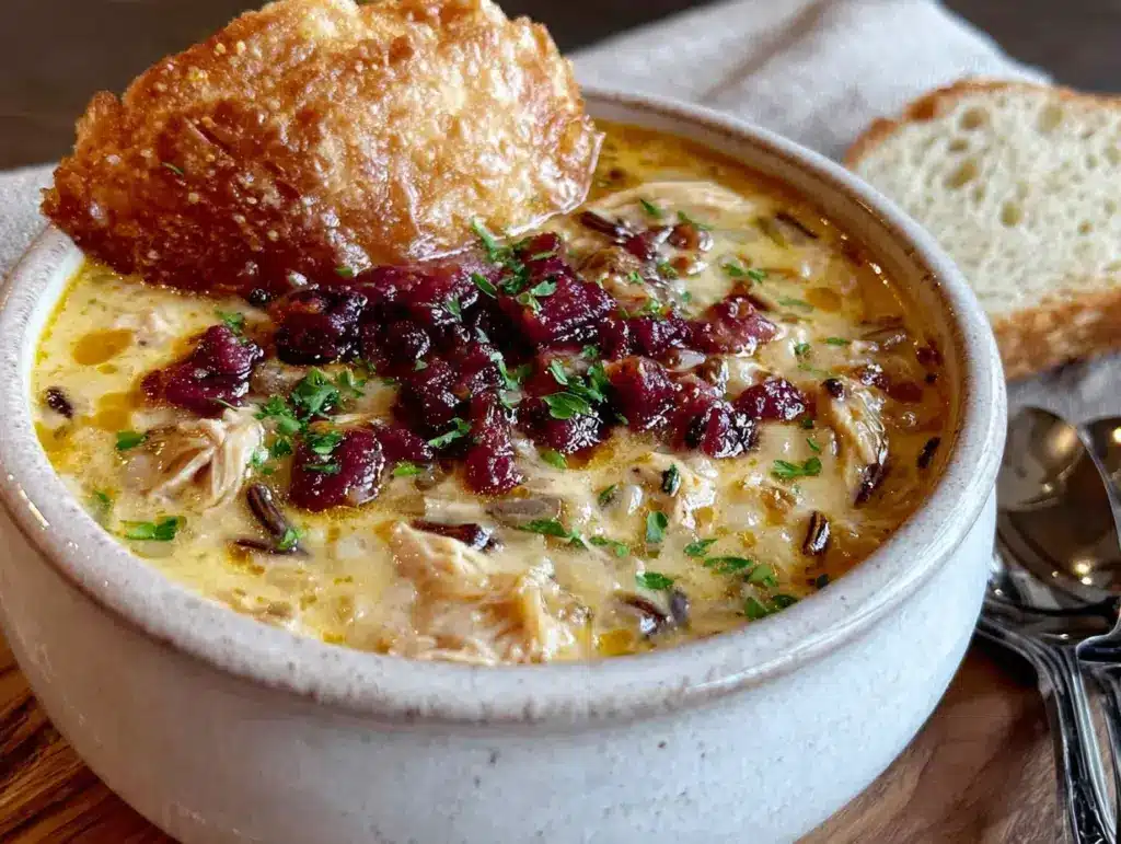 copycat panera chicken and wild rice soup - featured image