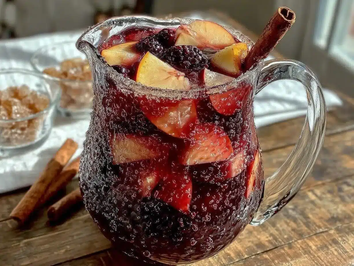 cozy apple cider sangria with cinnamon sticks preparation steps