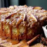 cozy salted caramel apple cider donut cake - featured image