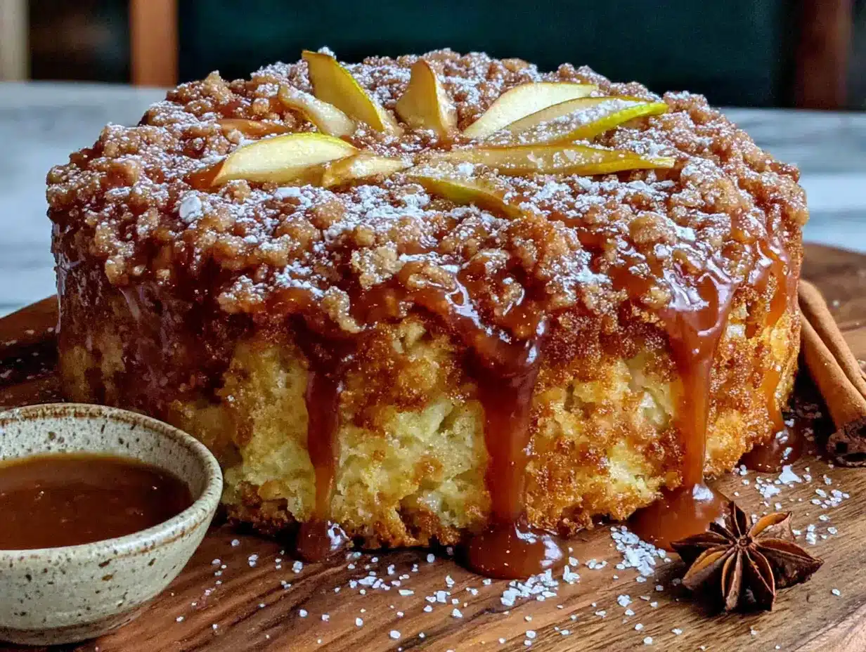 cozy salted caramel apple cider donut cake preparation steps
