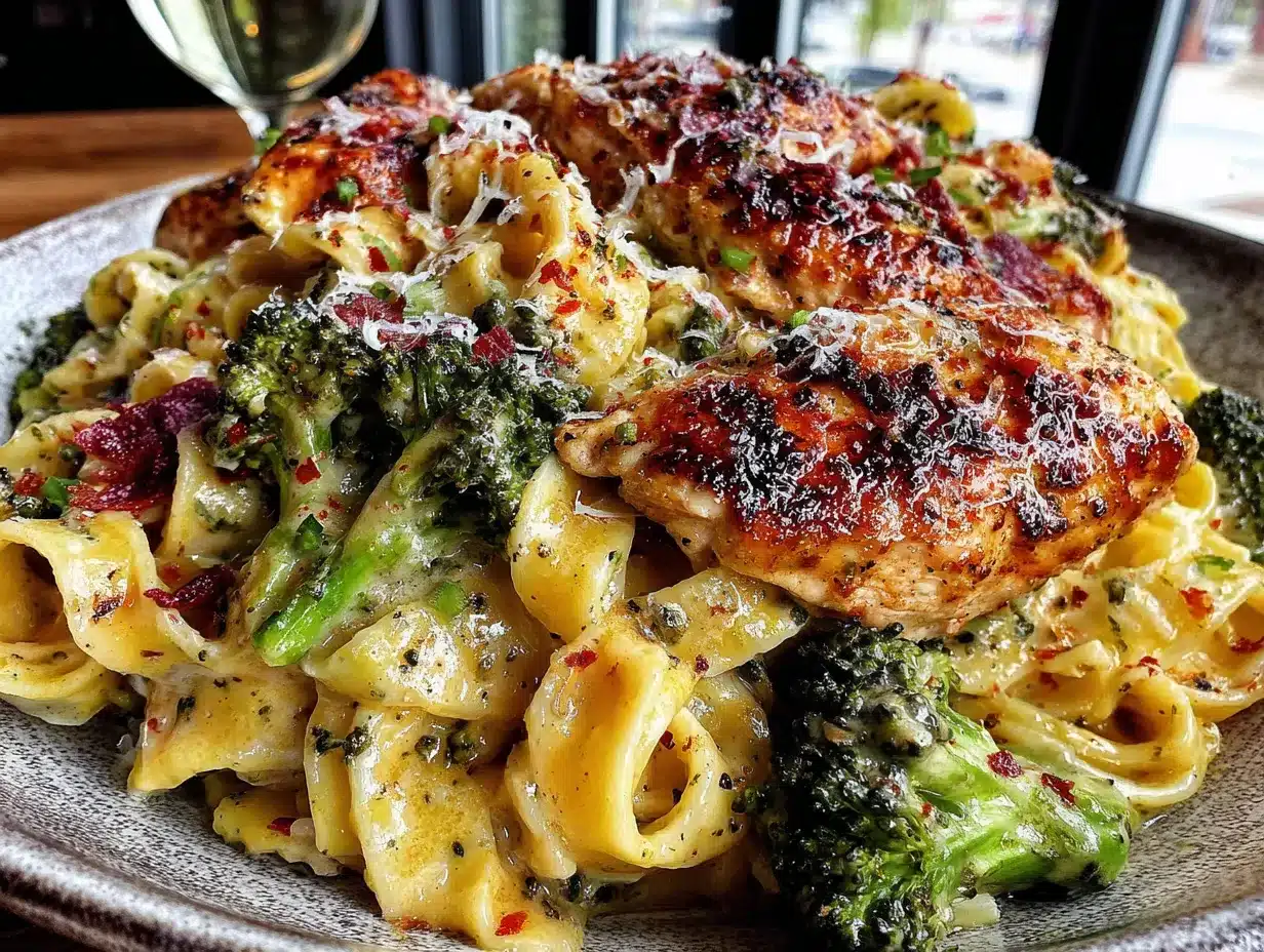 creamy one-pot chicken and broccoli alfredo preparation steps