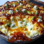creamy spiderweb buffalo chicken dip bake - featured image