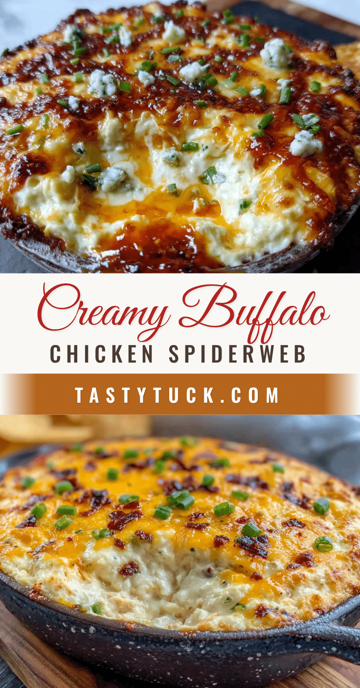 creamy spiderweb buffalo chicken dip bake recipe