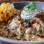 creamy white chicken chili with roasted poblanos - featured image