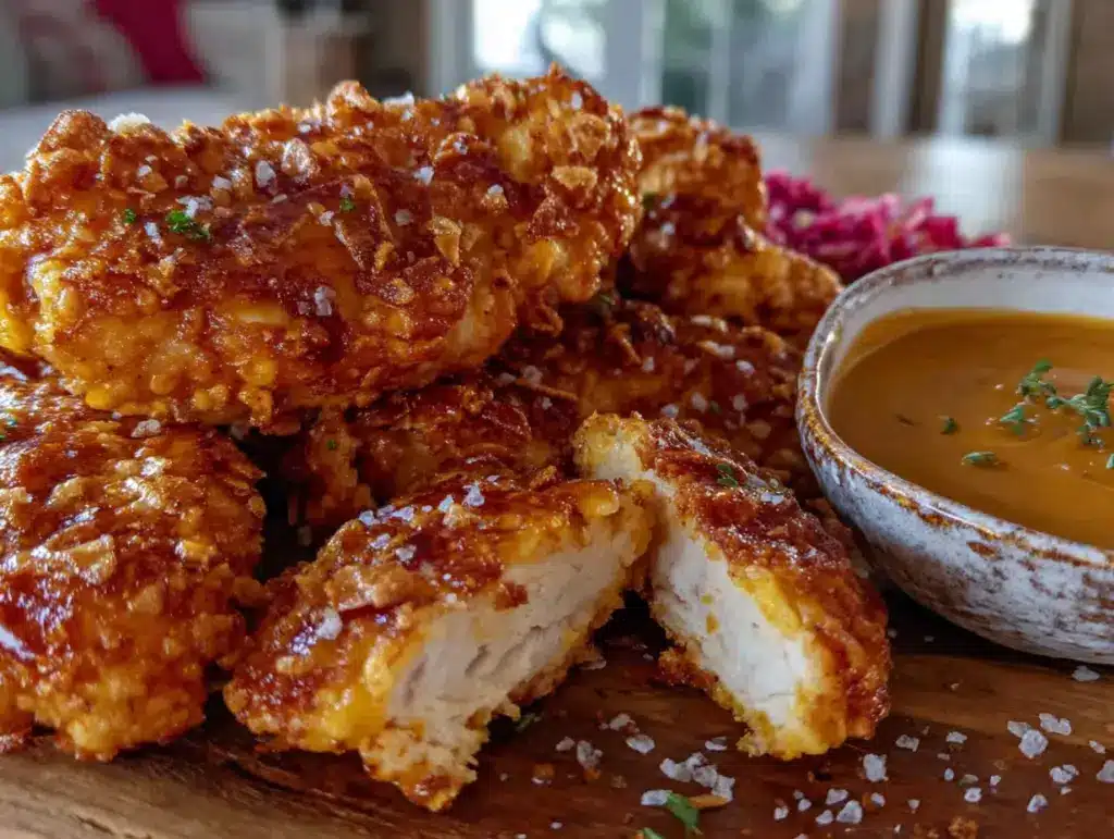 crispy baked pretzel-crusted chicken tenders - featured image