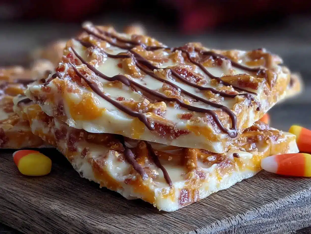 Easy Candy Corn Bark with Pretzels preparation steps