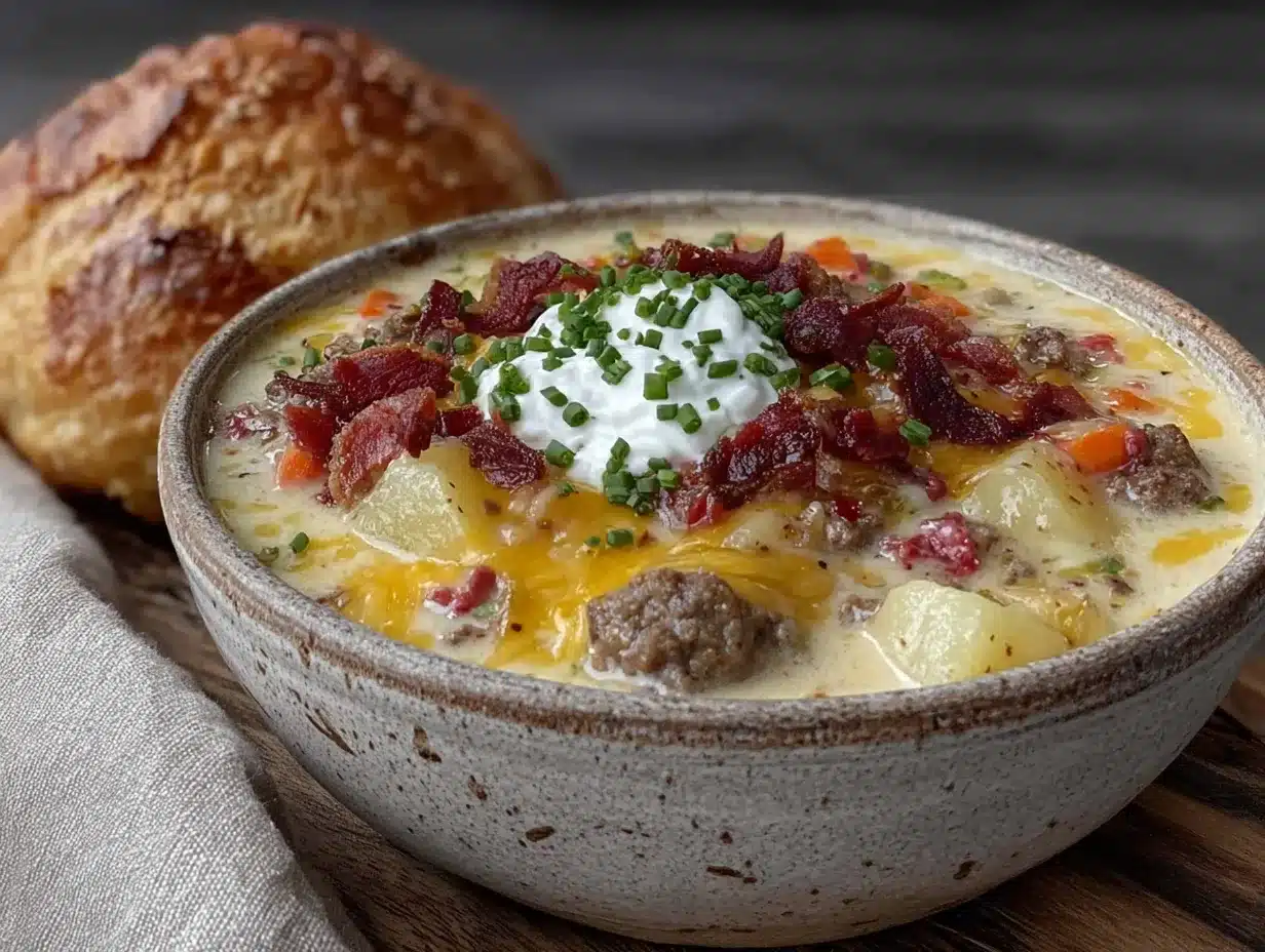 Easy Crockpot Cheeseburger Soup preparation steps