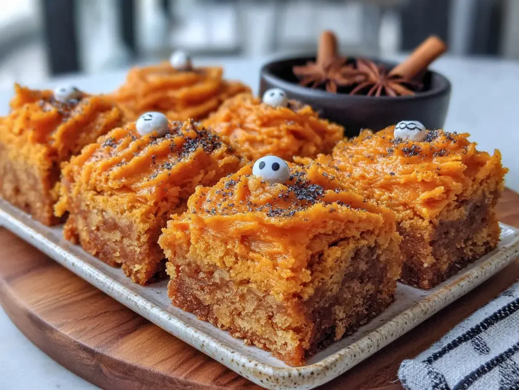 Easy Halloween Sugar Cookie Bars with Orange Frosting - featured image