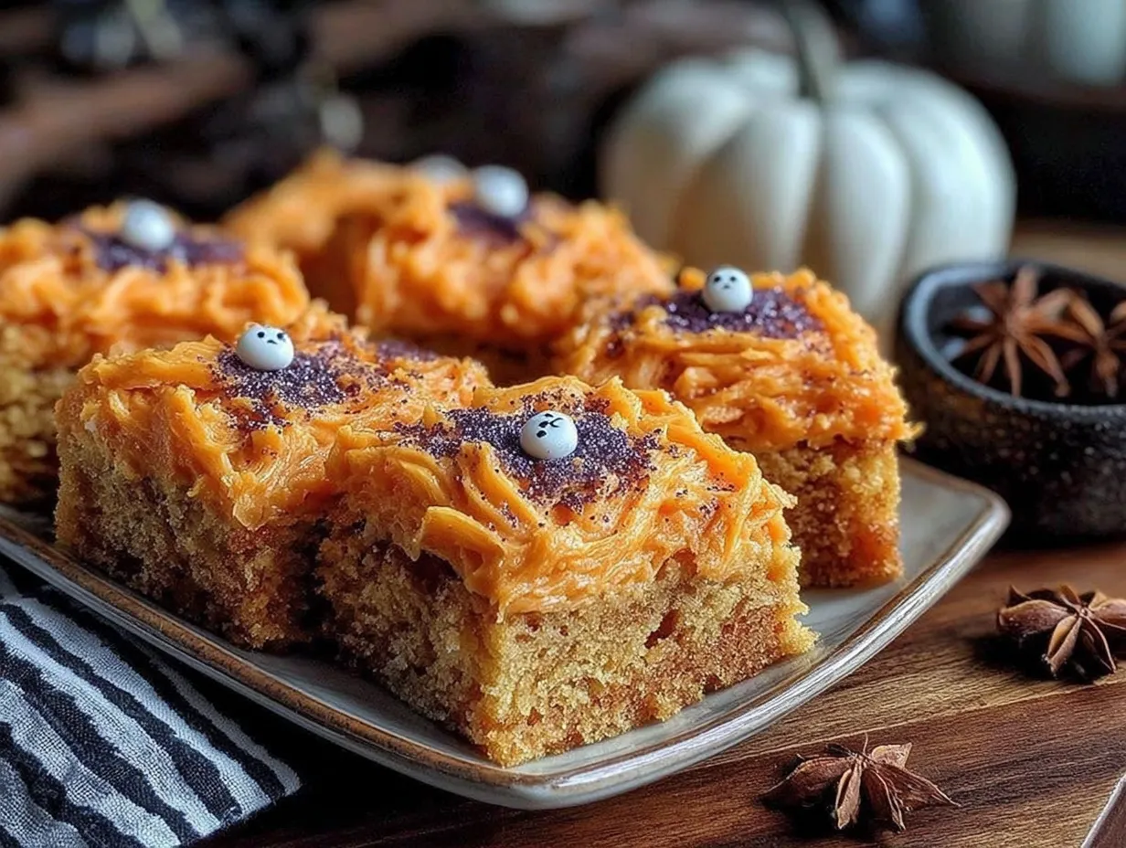 Easy Halloween Sugar Cookie Bars with Orange Frosting preparation steps