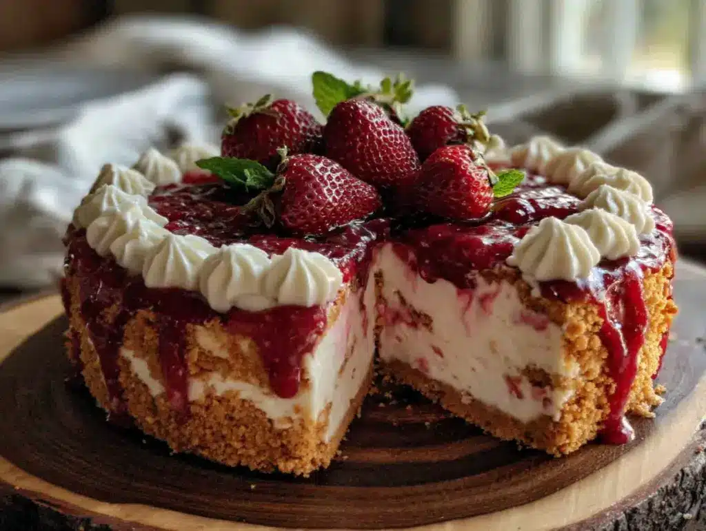 easy no-bake strawberry icebox cake - featured image