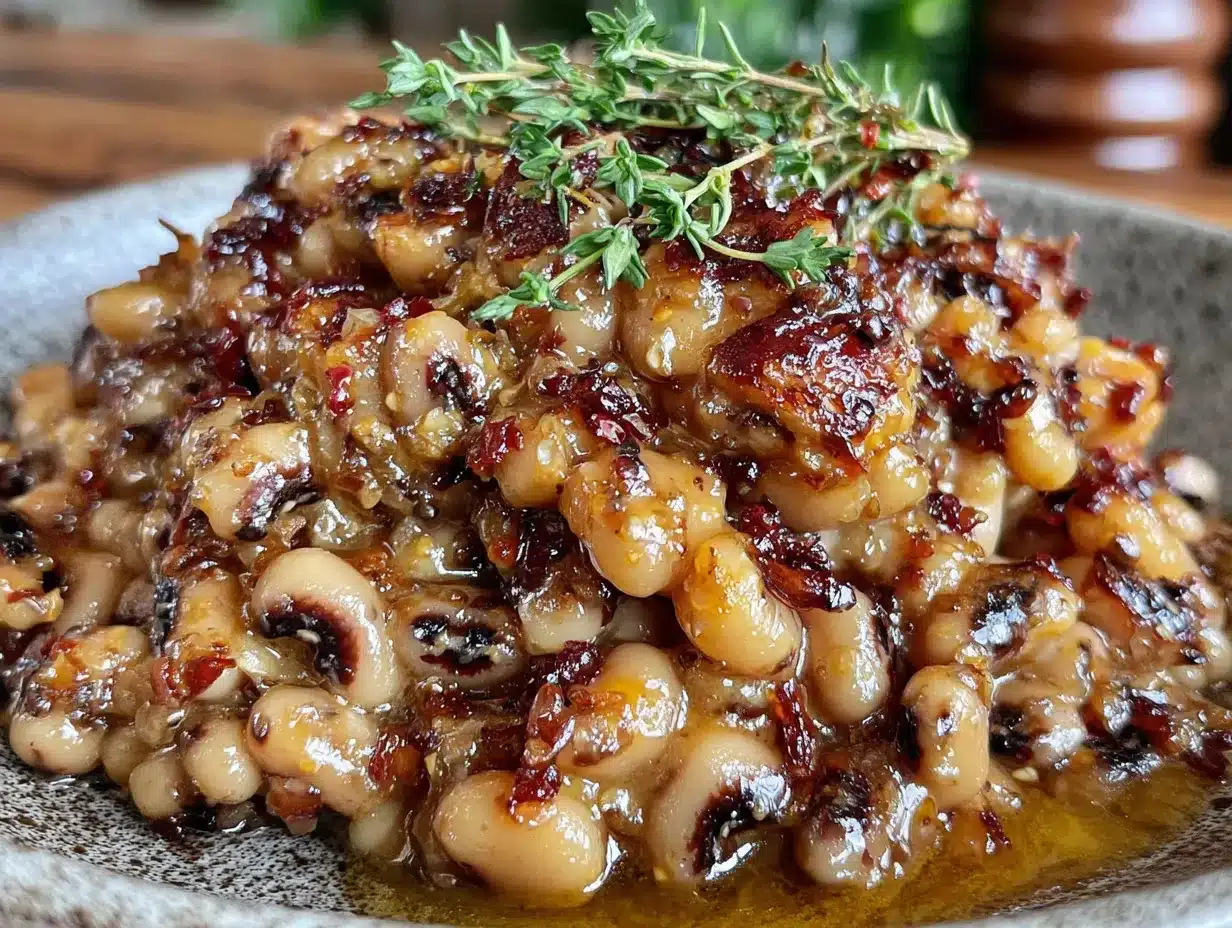 easy slow cooker honey garlic black-eyed peas preparation steps
