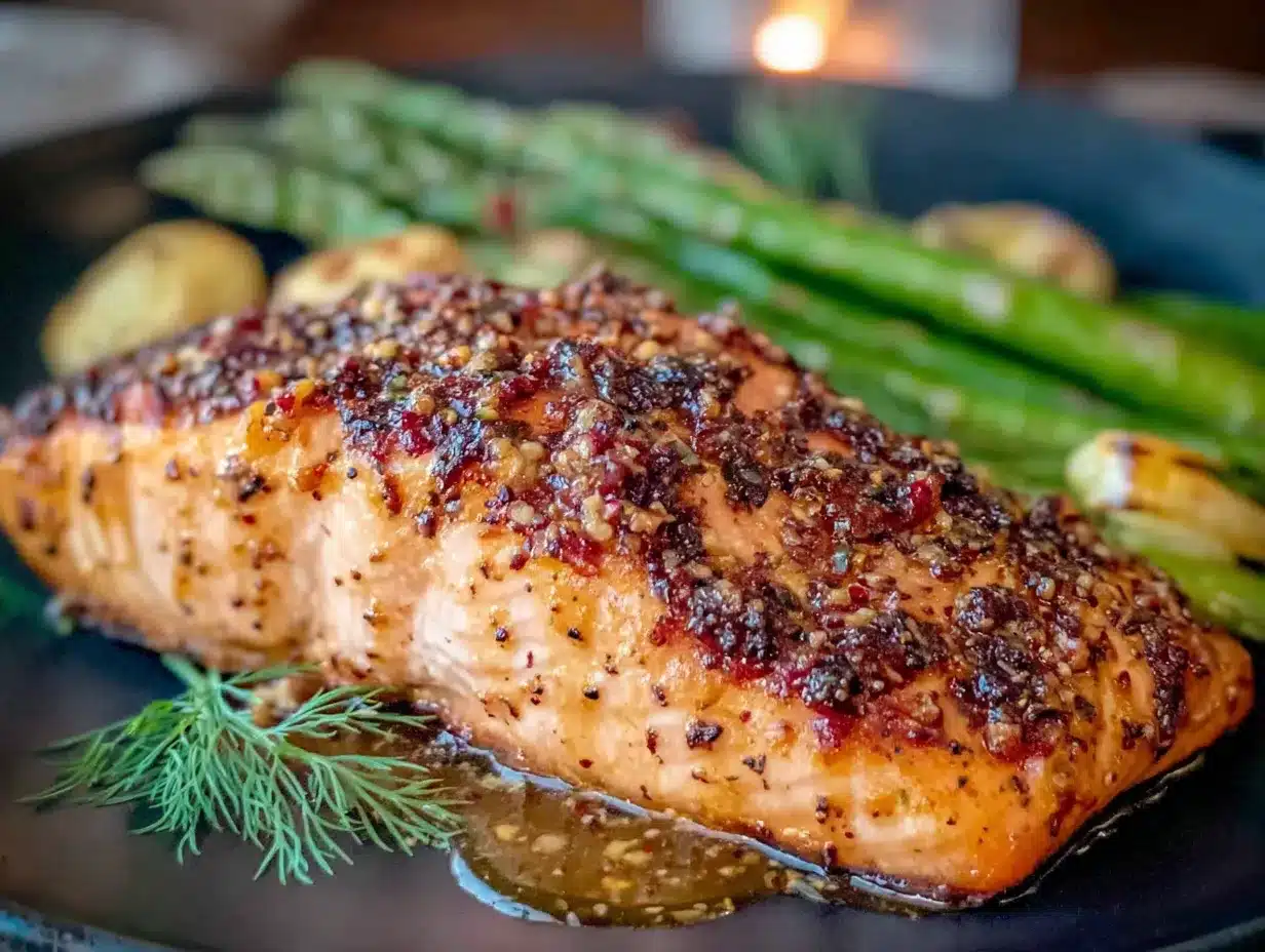garlic butter salmon with asparagus preparation steps