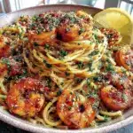 garlic butter shrimp pasta - featured image