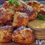 german pretzel bites with beer cheese dip - featured image