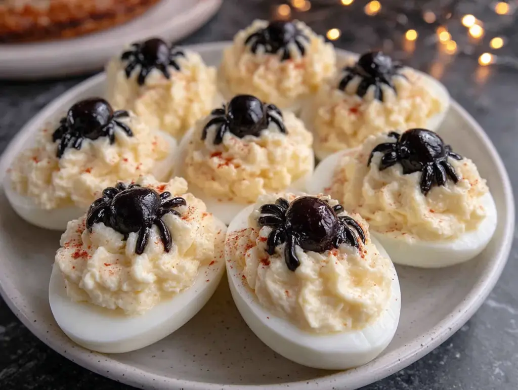 halloween spider deviled eggs - featured image