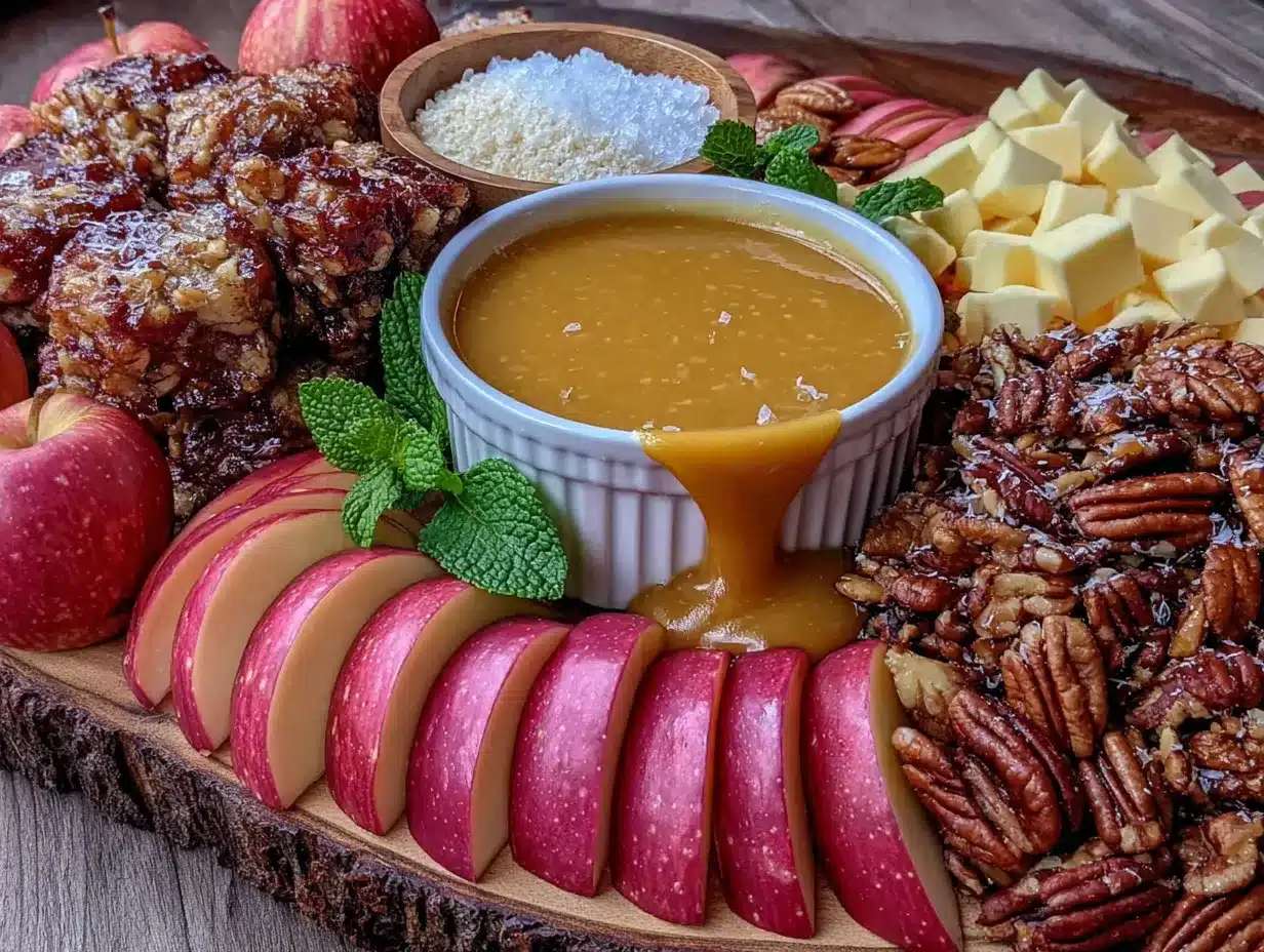 kid-friendly caramel apple charcuterie board preparation steps