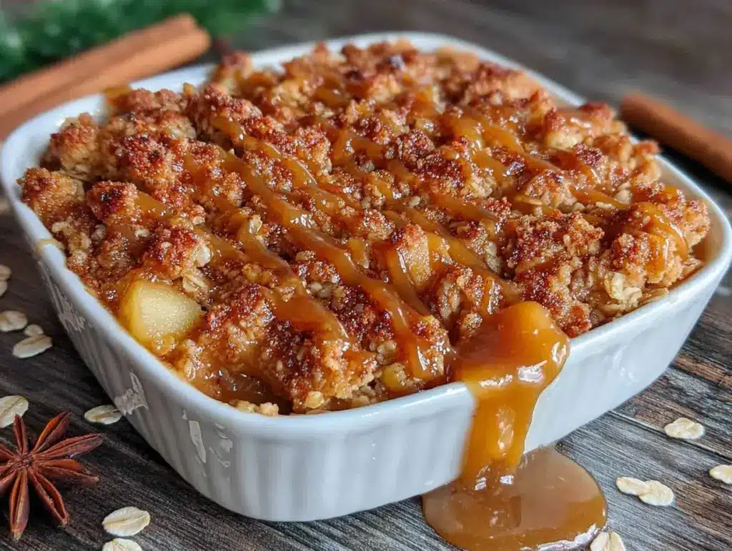 lightened-up salted caramel apple crisp - featured image