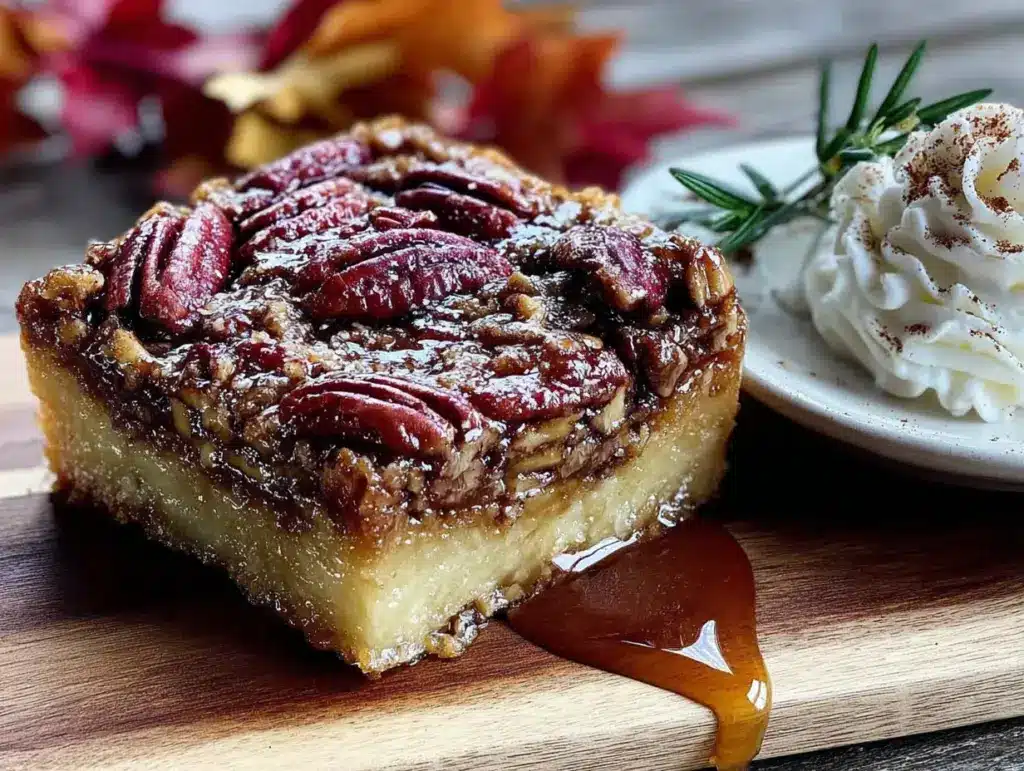 maple bourbon pecan pie bars - featured image