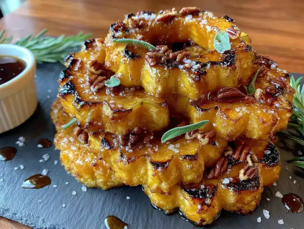 maple roasted delicata squash rings - featured image