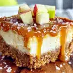 no-bake caramel apple cheesecake bars - featured image